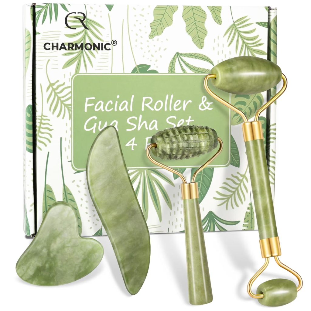 4-Piece Jade Roller & Gua Sha Facial Massage Set