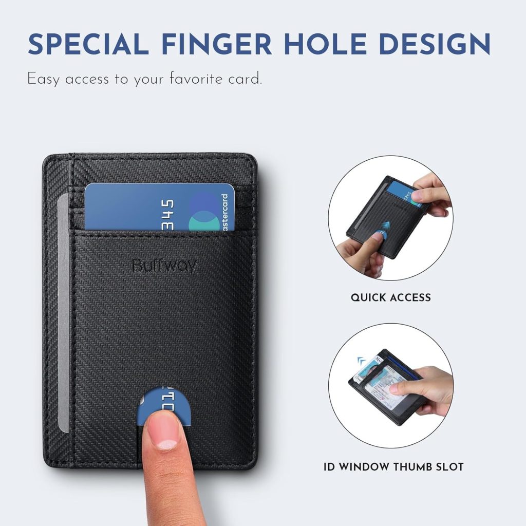 Buffway Slim Minimalist RFID Blocking Leather Wallet
