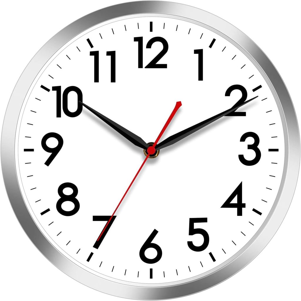 AKCISOT 10-Inch Silent Wall Clock – Modern Silver