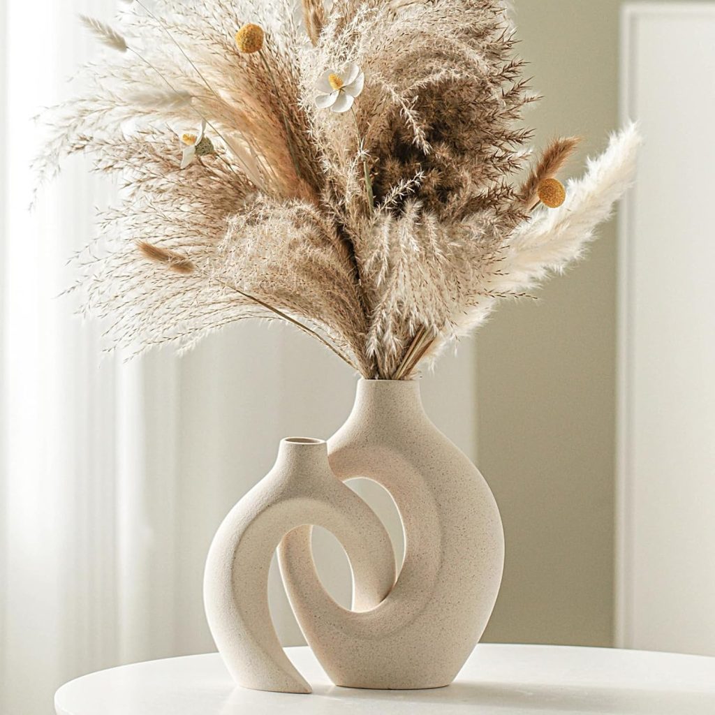 Lvases Snuggle Hollow Ceramic Vase Set of 2 – Nordic Modern Boho Decorative Vases