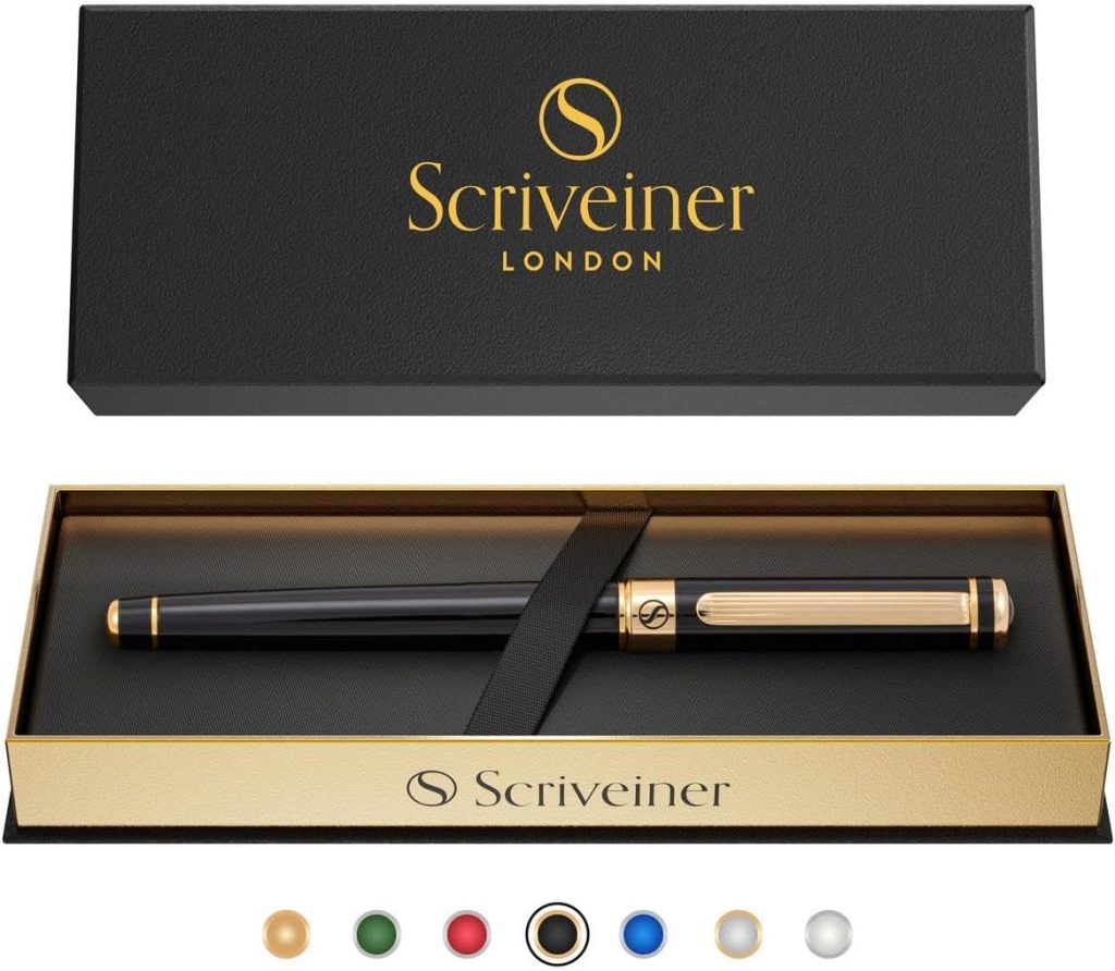 Scriveiner Black Lacquer Rollerball Pen – Luxury Writing Gift Set